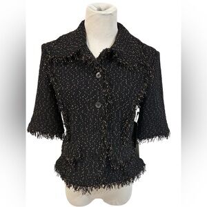 St. John NWT - Black Tweed Blazer Jacket Sz 8